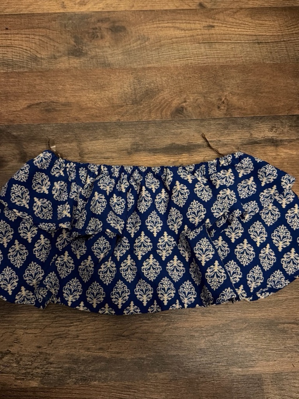 Love Tree Blue and White Printed Mini Top